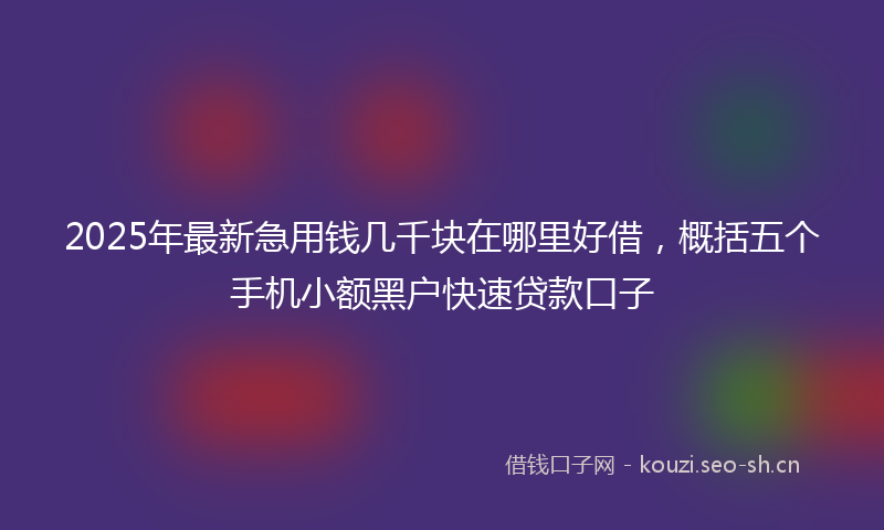 2025年最新急用钱几千块在哪里好借，概括五个手机小额黑户快速贷款口子
