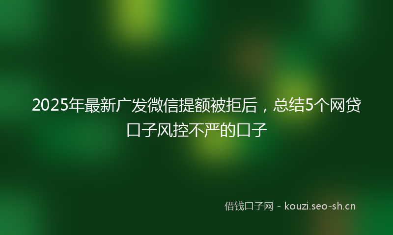 2025年最新广发微信提额被拒后，总结5个网贷口子风控不严的口子