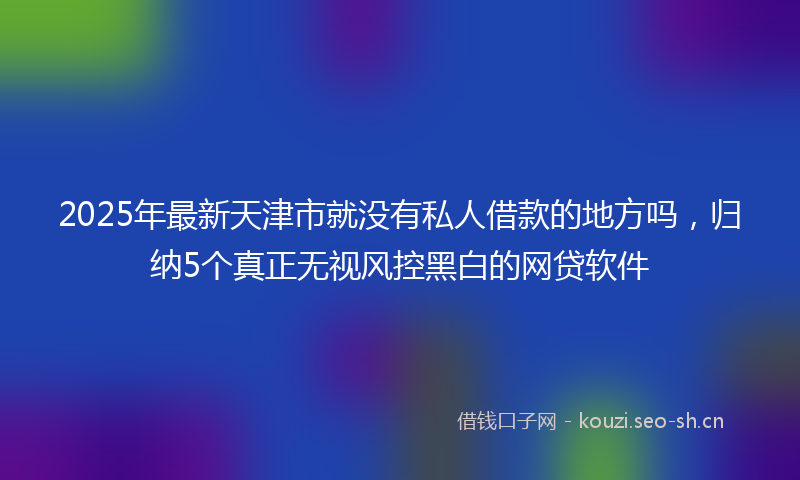 2025年最新天津市就没有私人借款的地方吗，归纳5个真正无视风控黑白的网贷软件