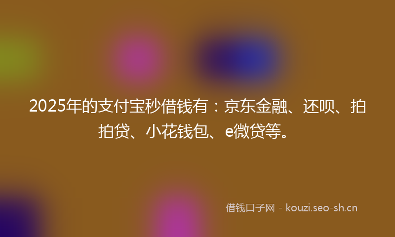 2025年的支付宝秒借钱有：京东金融、还呗、拍拍贷、小花钱包、e微贷等。