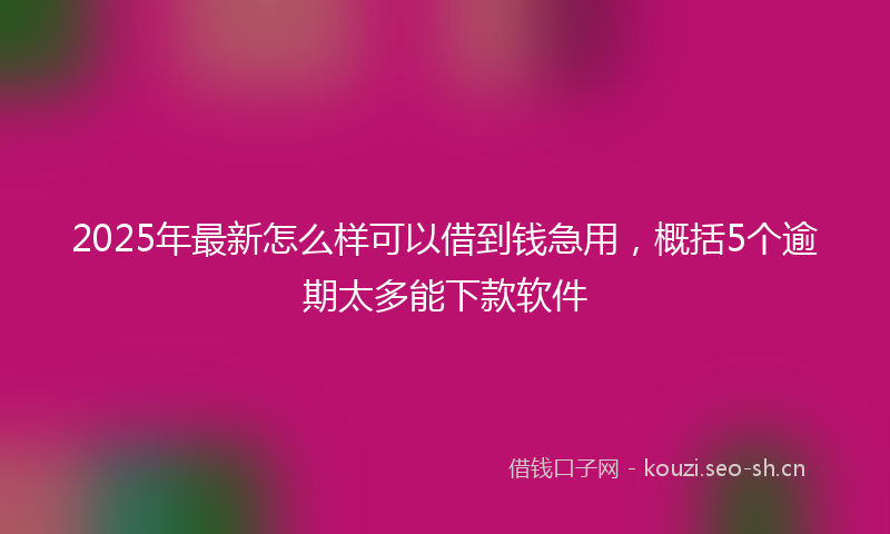 2025年最新怎么样可以借到钱急用，概括5个逾期太多能下款软件