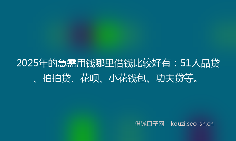 2025年的急需用钱哪里借钱比较好有：51人品贷、拍拍贷、花呗、小花钱包、功夫贷等。