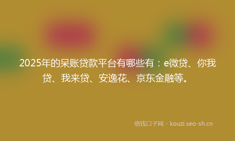 2025年的呆账贷款平台有哪些有：e微贷、你我贷、我来贷、安逸花、京东金融等。