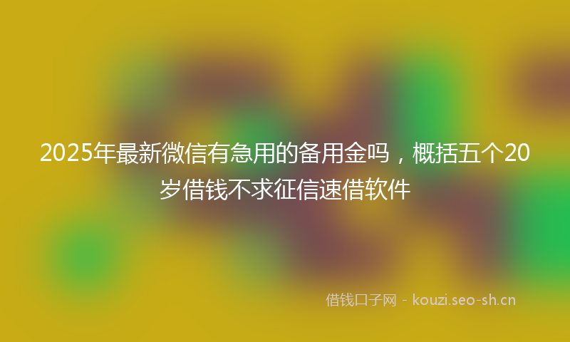 2025年最新微信有急用的备用金吗，概括五个20岁借钱不求征信速借软件