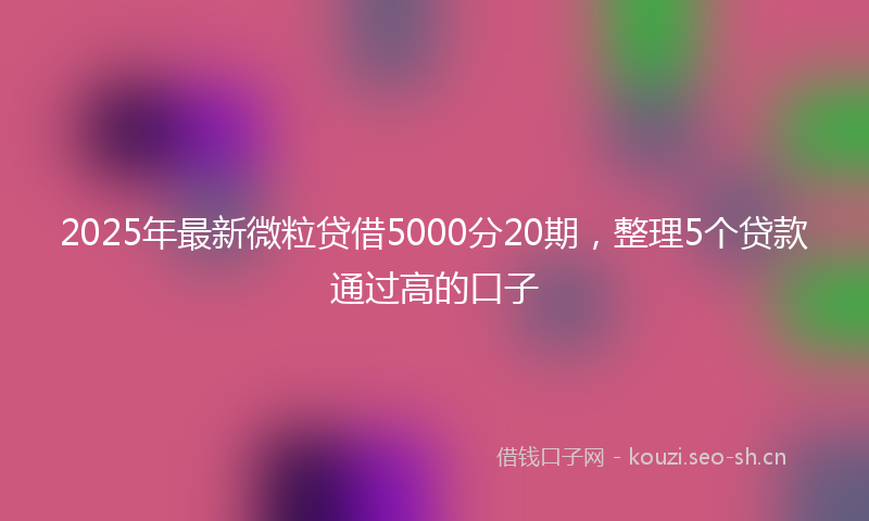 2025年最新微粒贷借5000分20期，整理5个贷款通过高的口子