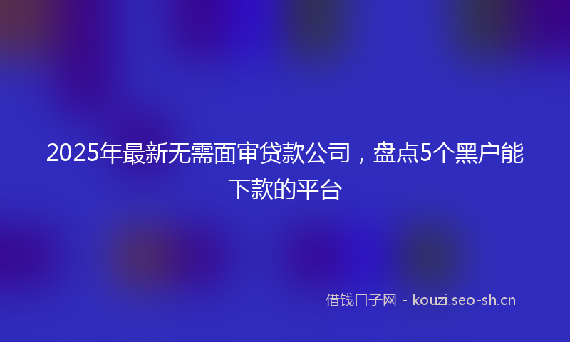 2025年最新无需面审贷款公司，盘点5个黑户能下款的平台