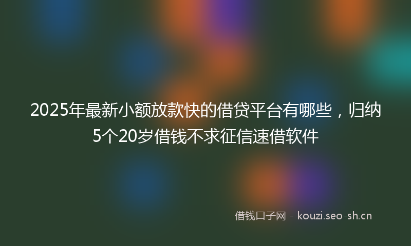 2025年最新小额放款快的借贷平台有哪些，归纳5个20岁借钱不求征信速借软件