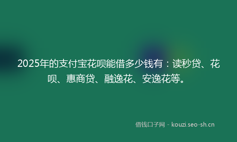 2025年的支付宝花呗能借多少钱有：读秒贷、花呗、惠商贷、融逸花、安逸花等。
