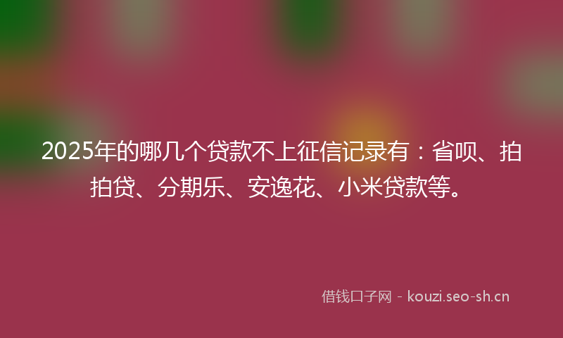 2025年的哪几个贷款不上征信记录有：省呗、拍拍贷、分期乐、安逸花、小米贷款等。