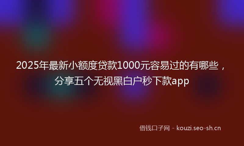 2025年最新小额度贷款1000元容易过的有哪些，分享五个无视黑白户秒下款app