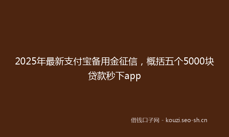 2025年最新支付宝备用金征信，概括五个5000块贷款秒下app