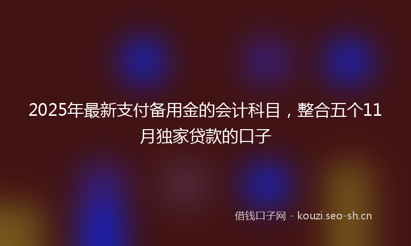 2025年最新支付备用金的会计科目，整合五个11月独家贷款的口子