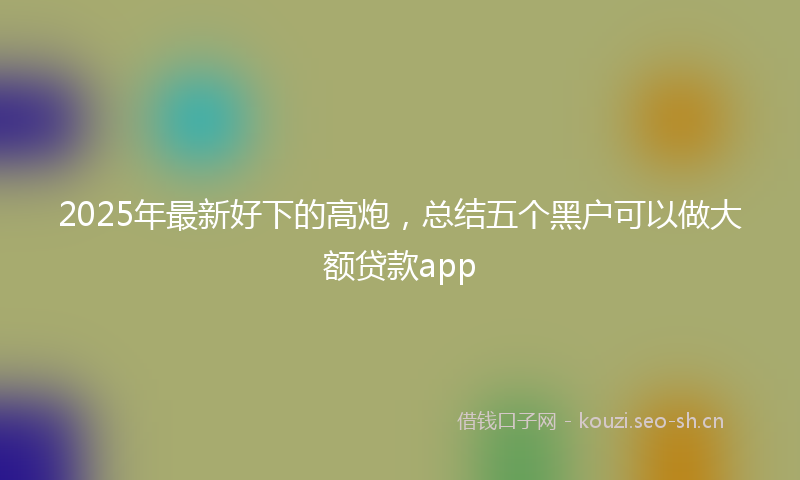 2025年最新好下的高炮，总结五个黑户可以做大额贷款app