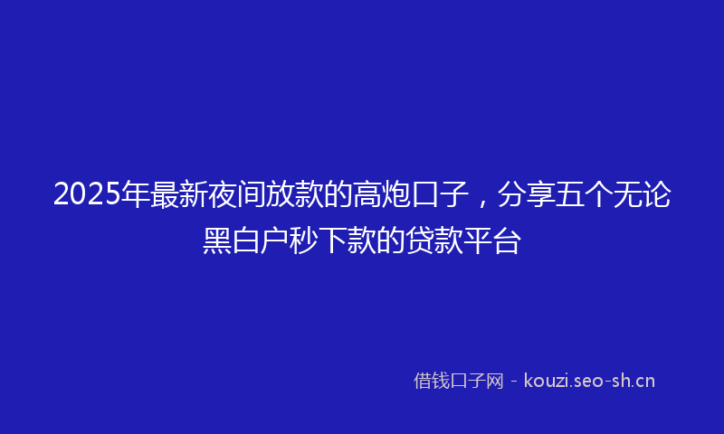 2025年最新夜间放款的高炮口子，分享五个无论黑白户秒下款的贷款平台