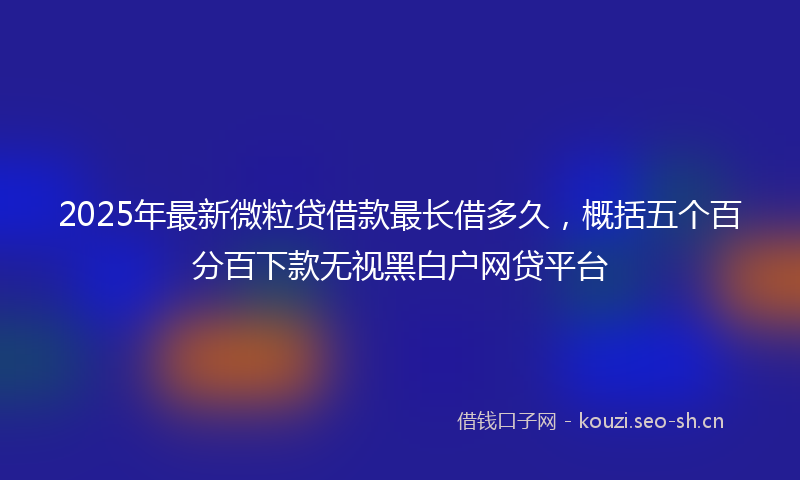 2025年最新微粒贷借款最长借多久，概括五个百分百下款无视黑白户网贷平台