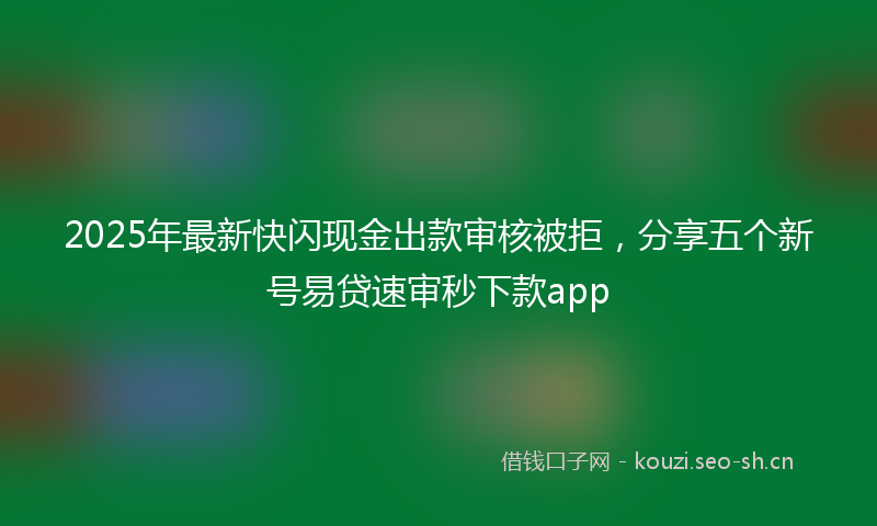 2025年最新快闪现金出款审核被拒，分享五个新号易贷速审秒下款app
