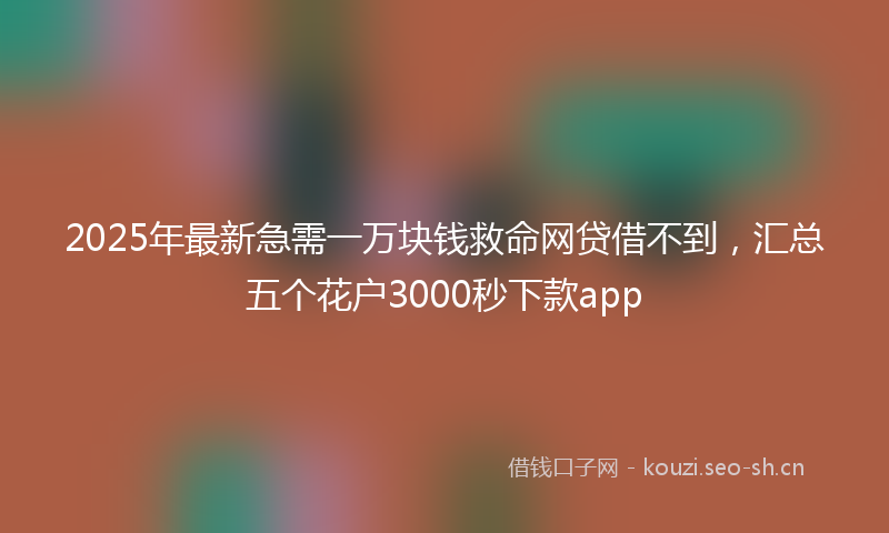 2025年最新急需一万块钱救命网贷借不到，汇总五个花户3000秒下款app
