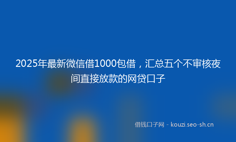 2025年最新微信借1000包借，汇总五个不审核夜间直接放款的网贷口子