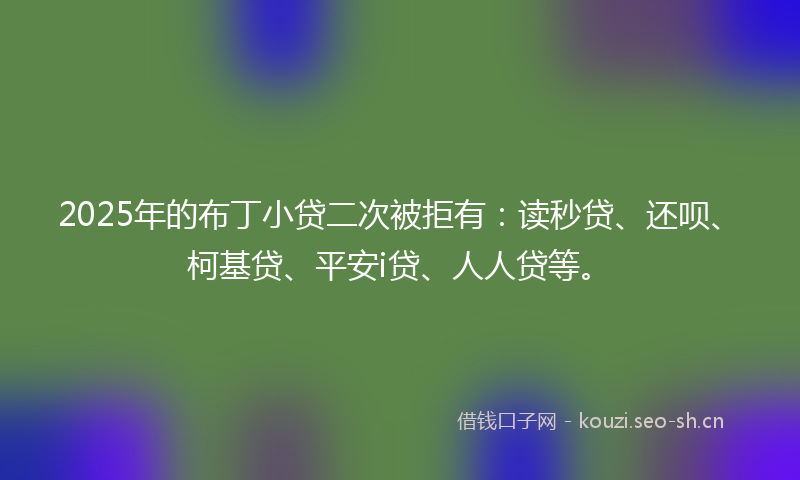 2025年的布丁小贷二次被拒有：读秒贷、还呗、柯基贷、平安i贷、人人贷等。