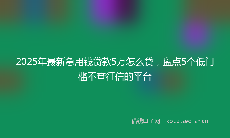 2025年最新急用钱贷款5万怎么贷，盘点5个低门槛不查征信的平台