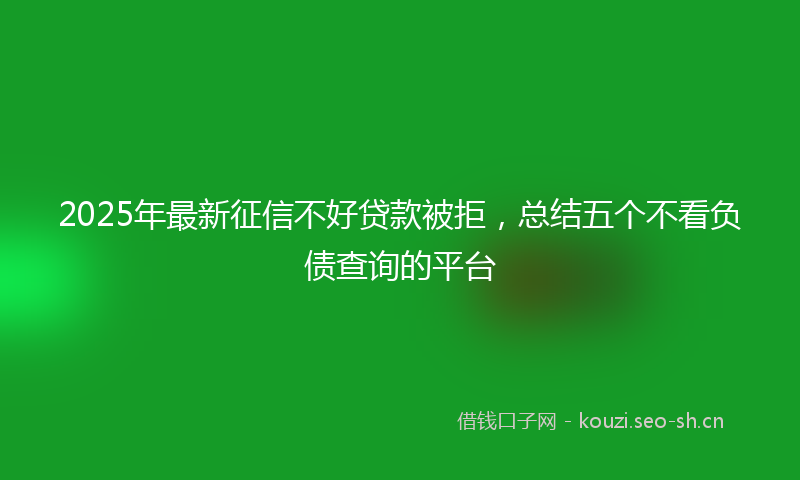 2025年最新征信不好贷款被拒，总结五个不看负债查询的平台
