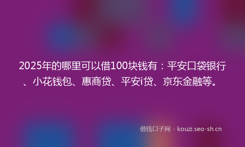 2025年的哪里可以借100块钱有：平安口袋银行、小花钱包、惠商贷、平安i贷、京东金融等。