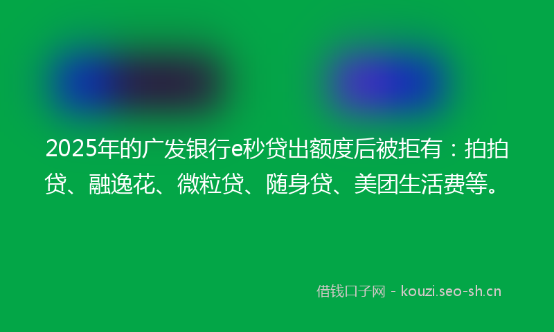 2025年的广发银行e秒贷出额度后被拒有：拍拍贷、融逸花、微粒贷、随身贷、美团生活费等。