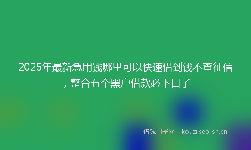 2025年最新急用钱哪里可以快速借到钱不查征信，整合五个黑户借款必下口子