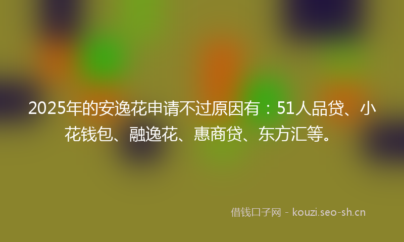 2025年的安逸花申请不过原因有：51人品贷、小花钱包、融逸花、惠商贷、东方汇等。