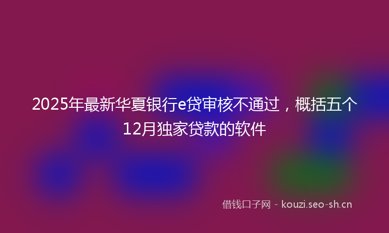 2025年最新华夏银行e贷审核不通过，概括五个12月独家贷款的软件
