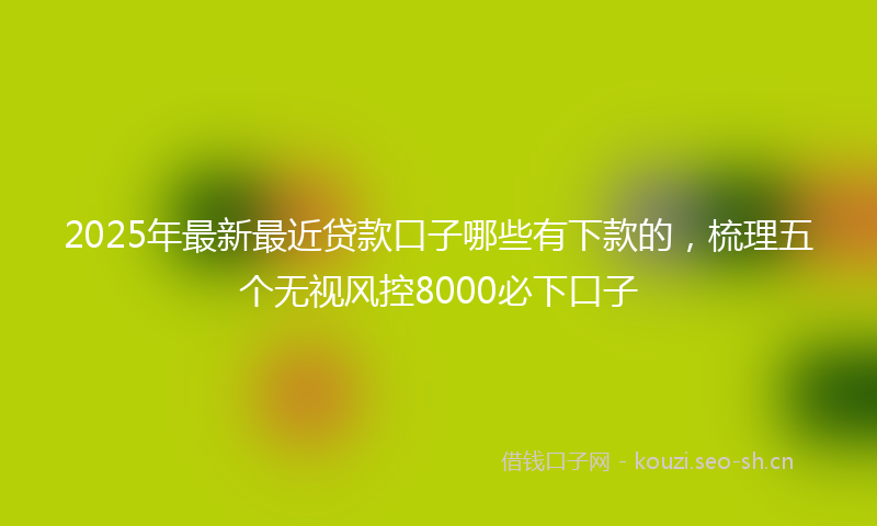 2025年最新最近贷款口子哪些有下款的，梳理五个无视风控8000必下口子