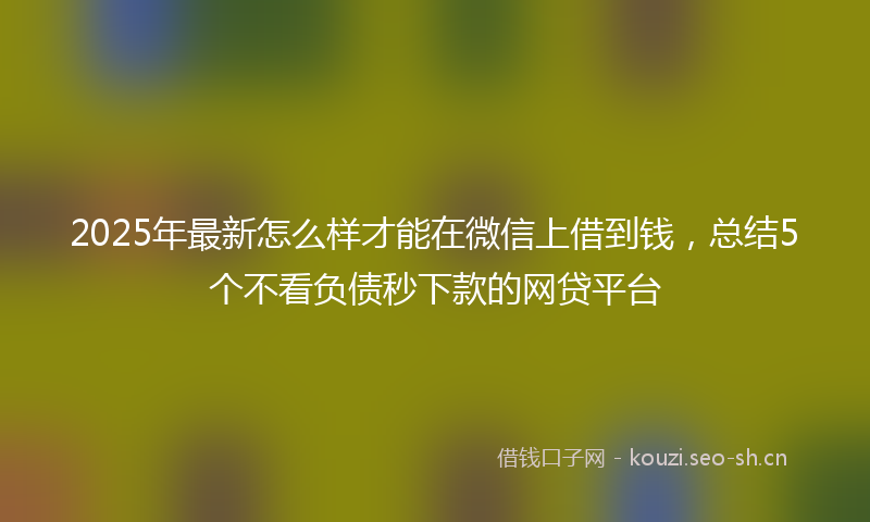2025年最新怎么样才能在微信上借到钱，总结5个不看负债秒下款的网贷平台