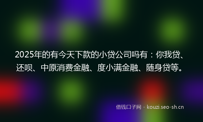 2025年的有今天下款的小贷公司吗有：你我贷、还呗、中原消费金融、度小满金融、随身贷等。