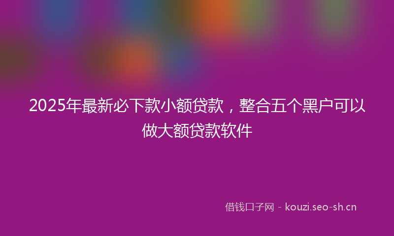 2025年最新必下款小额贷款，整合五个黑户可以做大额贷款软件
