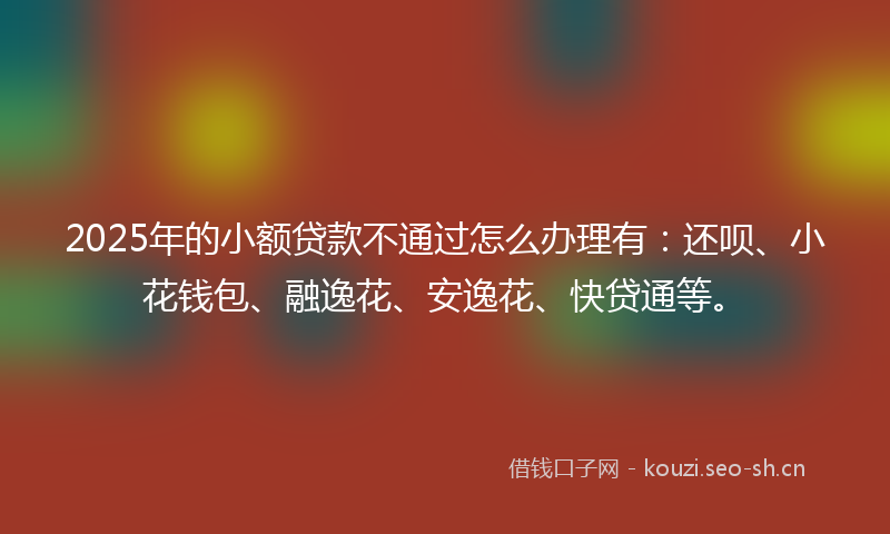2025年的小额贷款不通过怎么办理有：还呗、小花钱包、融逸花、安逸花、快贷通等。