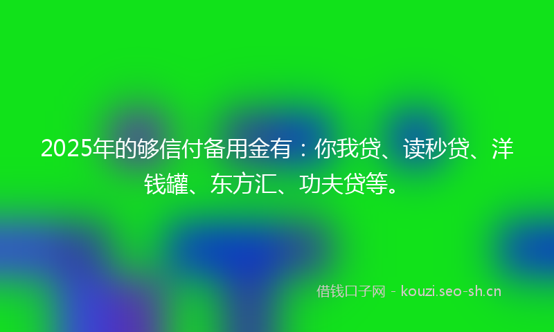 2025年的够信付备用金有：你我贷、读秒贷、洋钱罐、东方汇、功夫贷等。