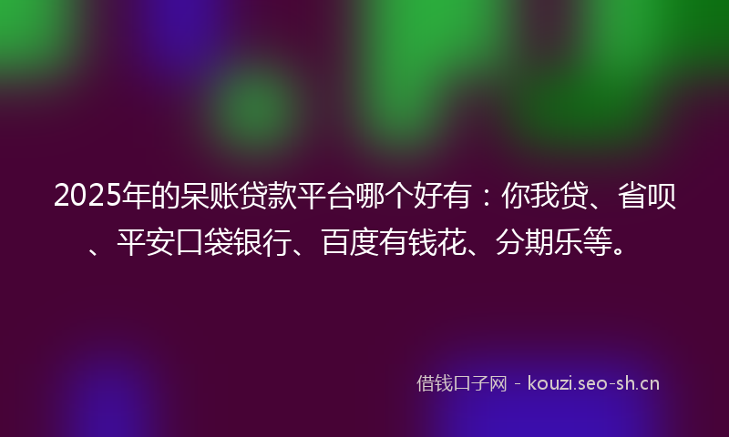 2025年的呆账贷款平台哪个好有：你我贷、省呗、平安口袋银行、百度有钱花、分期乐等。