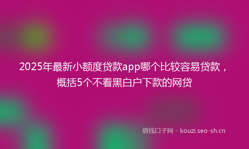 2025年最新小额度贷款app哪个比较容易贷款，概括5个不看黑白户下款的网贷