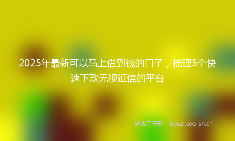 2025年最新可以马上借到钱的口子，梳理5个快速下款无视征信的平台