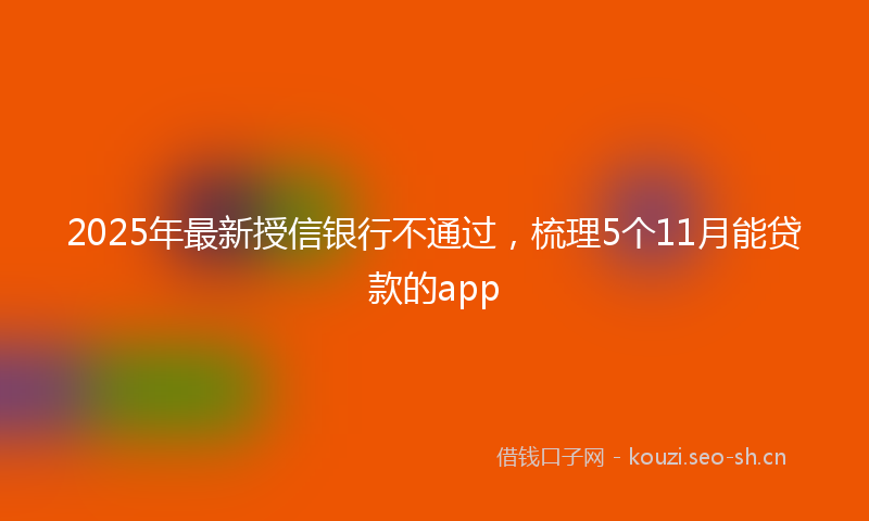2025年最新授信银行不通过，梳理5个11月能贷款的app