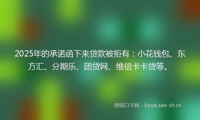 2025年的承诺函下来贷款被拒有：小花钱包、东方汇、分期乐、团贷网、维信卡卡贷等。
