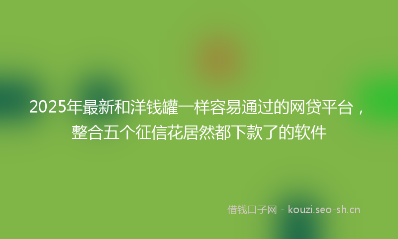 2025年最新和洋钱罐一样容易通过的网贷平台，整合五个征信花居然都下款了的软件