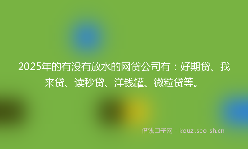 2025年的有没有放水的网贷公司有：好期贷、我来贷、读秒贷、洋钱罐、微粒贷等。