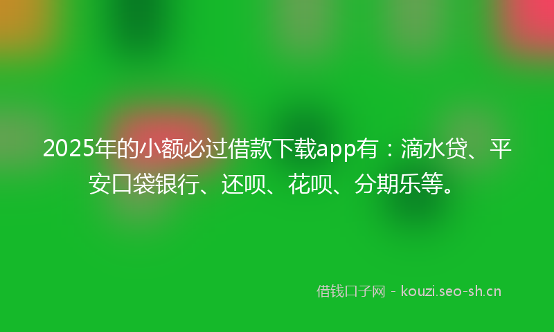 2025年的小额必过借款下载app有：滴水贷、平安口袋银行、还呗、花呗、分期乐等。