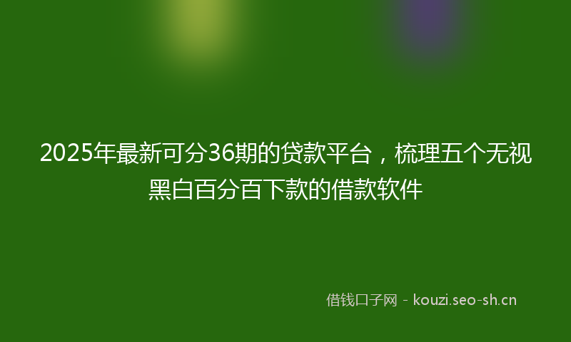 2025年最新可分36期的贷款平台，梳理五个无视黑白百分百下款的借款软件