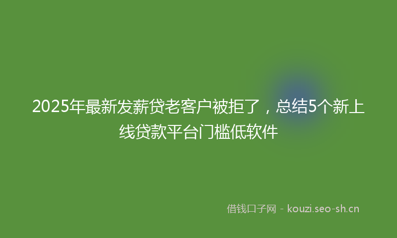 2025年最新发薪贷老客户被拒了，总结5个新上线贷款平台门槛低软件