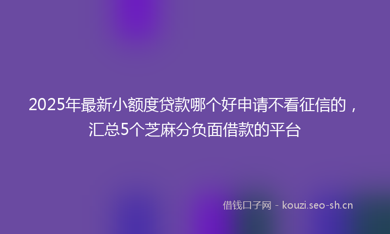 2025年最新小额度贷款哪个好申请不看征信的，汇总5个芝麻分负面借款的平台