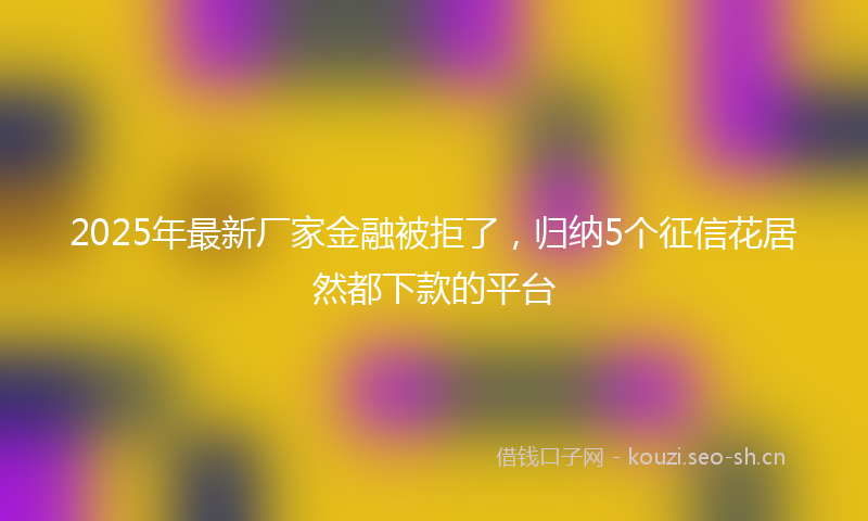 2025年最新厂家金融被拒了，归纳5个征信花居然都下款的平台