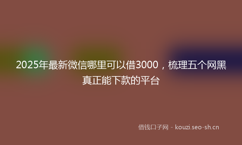 2025年最新微信哪里可以借3000，梳理五个网黑真正能下款的平台
