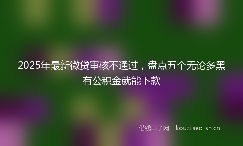 2025年最新微贷审核不通过，盘点五个无论多黑有公积金就能下款